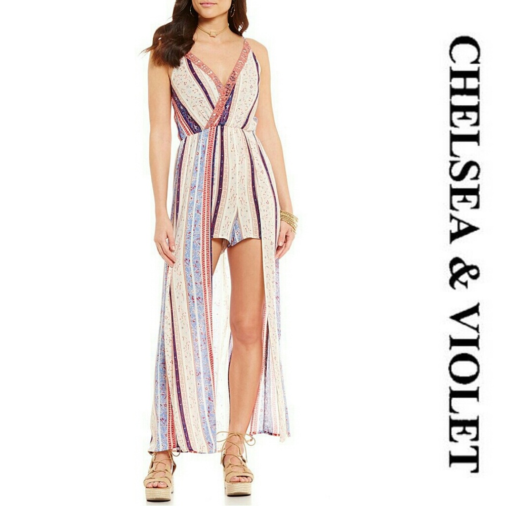 🆕🌱 CHELSEA & VIOLET Striped Maxi Romper